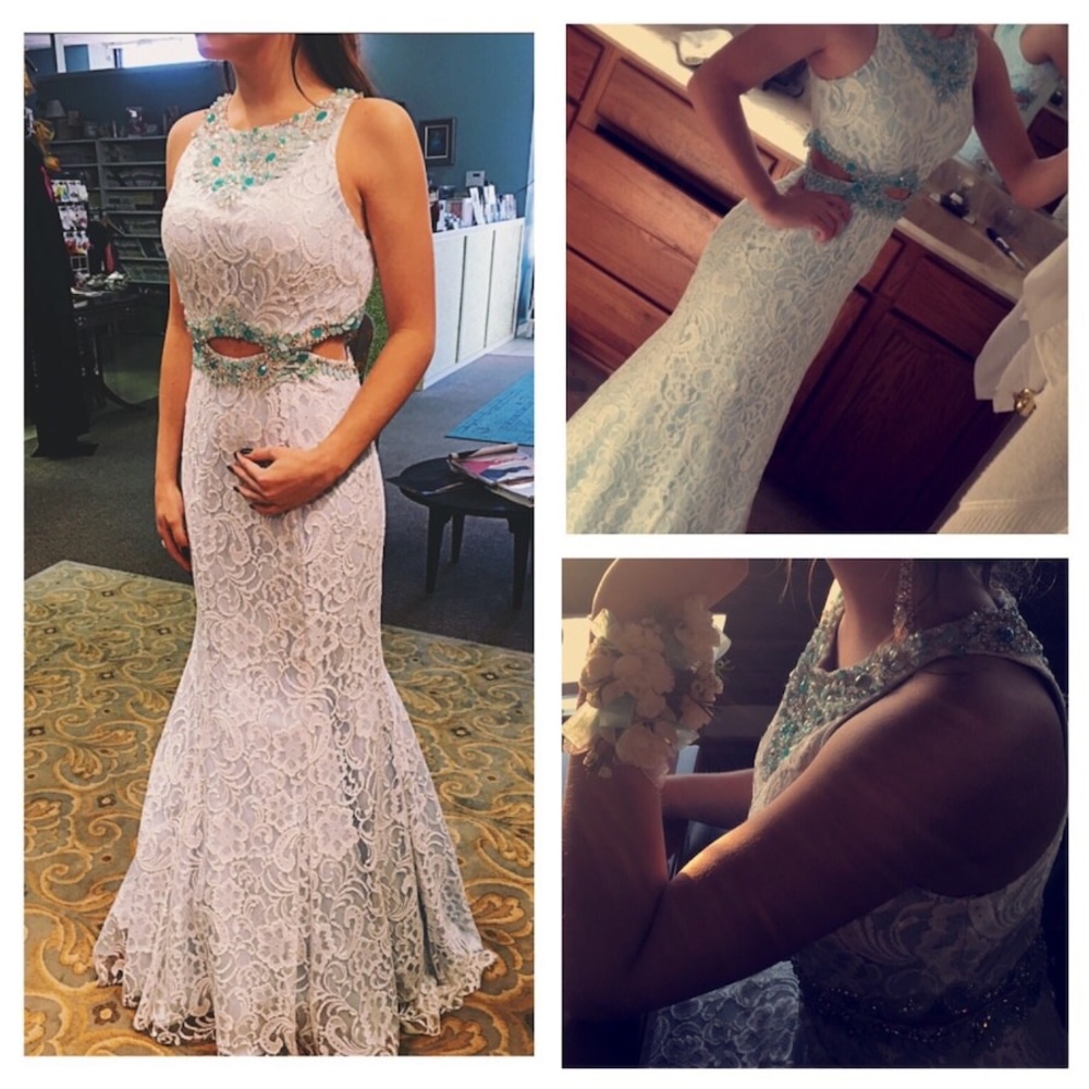 White lace formal gown